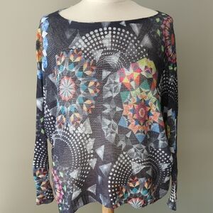 Marisima Multicolor Geometric Print Sweater. One Size Fits Most